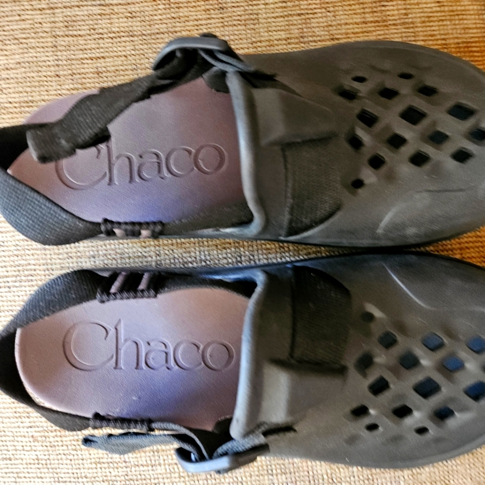NWOT Chaco black and purple clogs